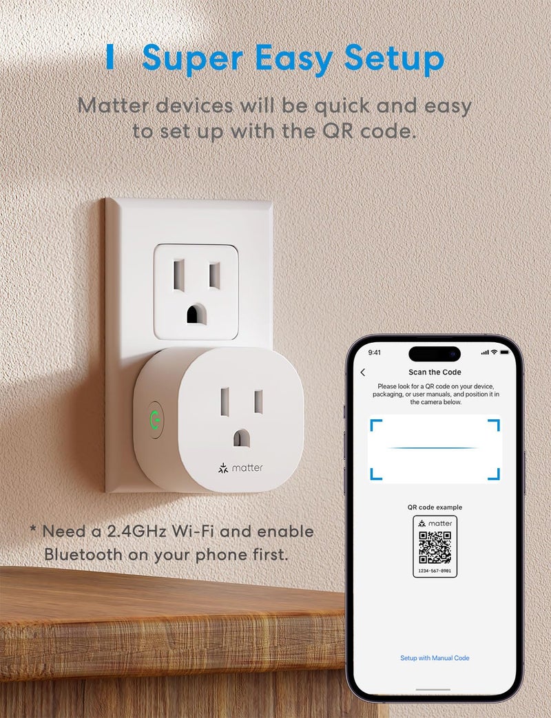 meross Matter Smart Plug Mini, Easy Setup, 100% Privacy, Compact Size, Support Apple Home, Alexa, Google Home with Schedule and Timer, App and Voice Control, Power Protection, 2.4G Wi-Fi Only (2 Pack) - Image 3